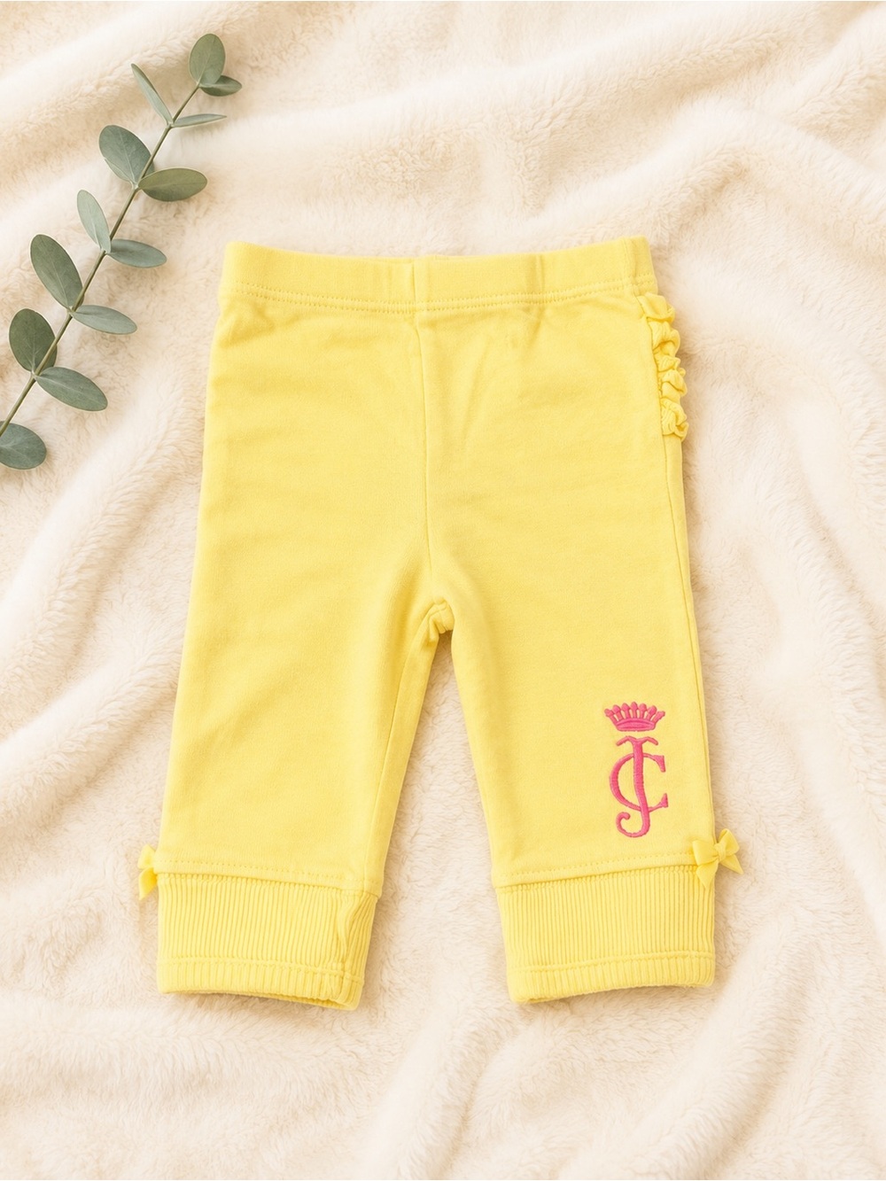Juicy Couture Yellow Infant Leggings with Pink Logo